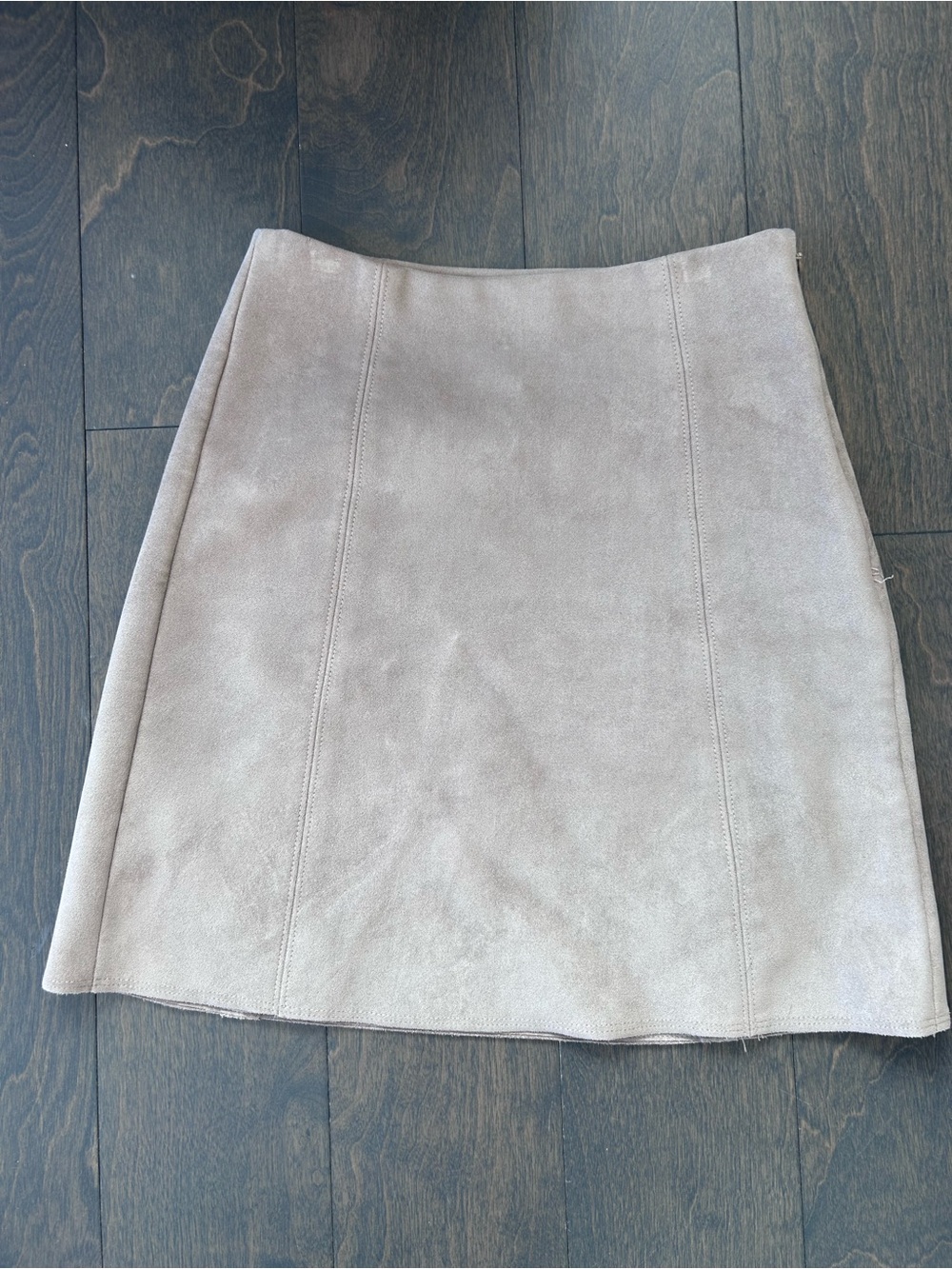 Babaton Light Beige A-Line Suede Skirt
